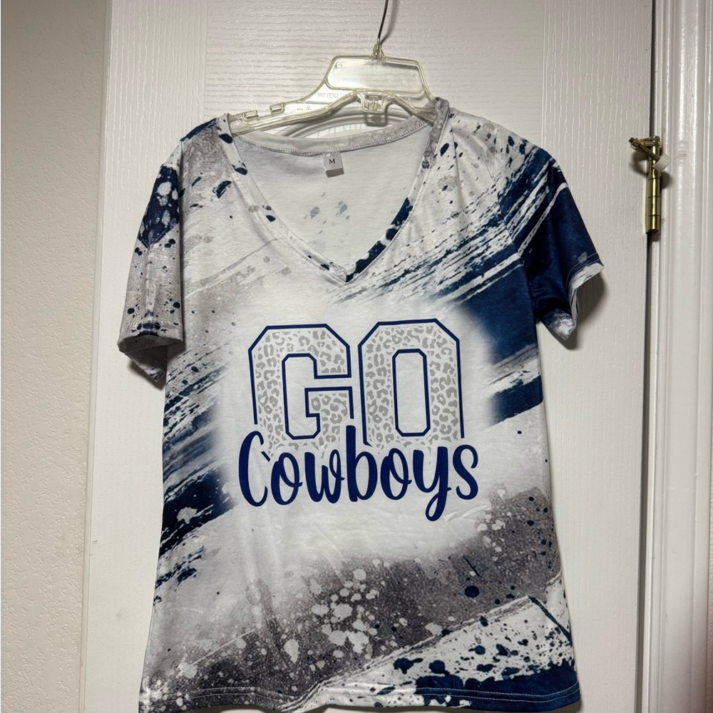 Go Cowboys Graphic T-Shirt - Blue and White